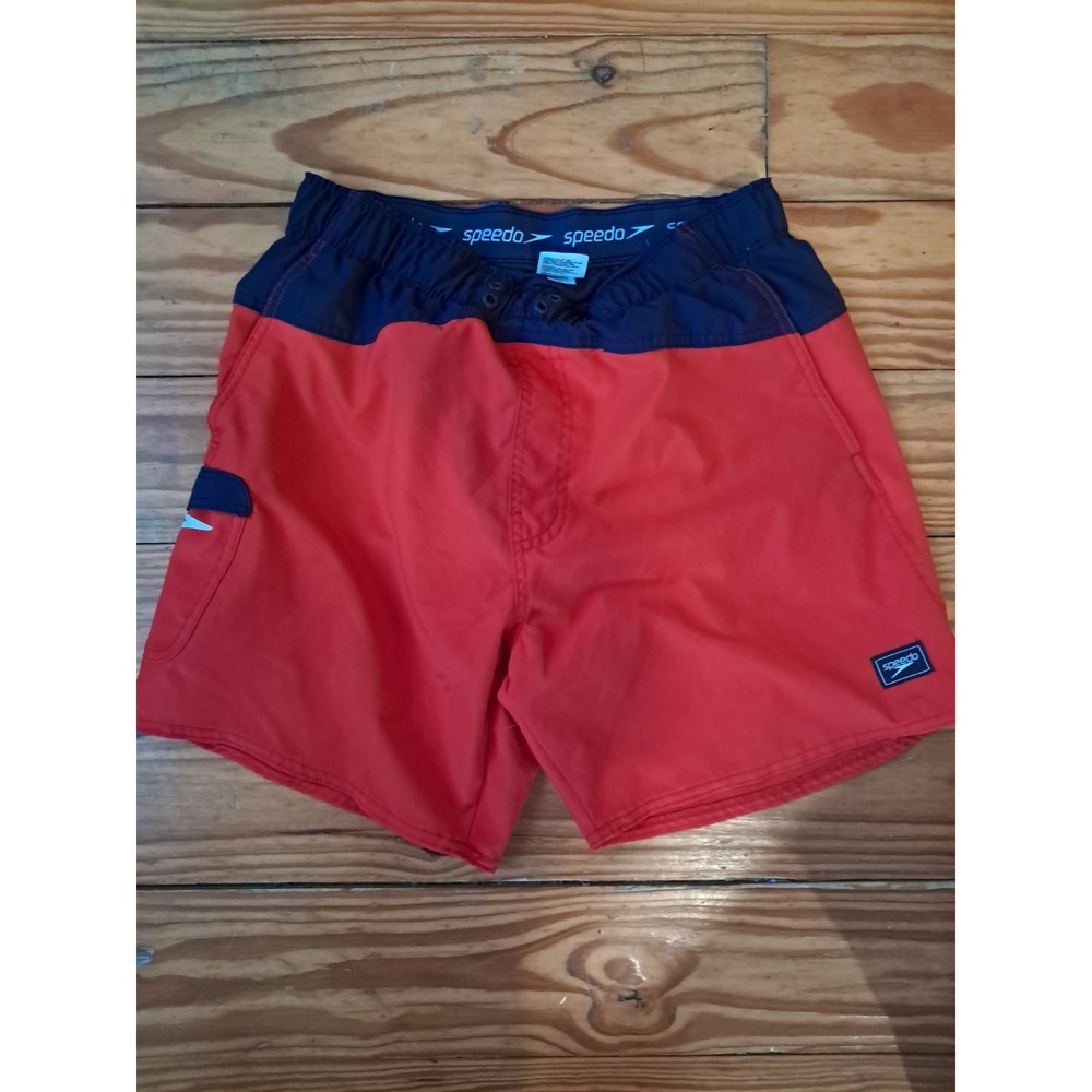 Speedo Mens Medium Swim Trunks Red/White/Blue Colorblock Mesh Liner J10